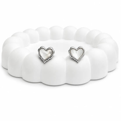925 silver Pearl Glow Heart Studs