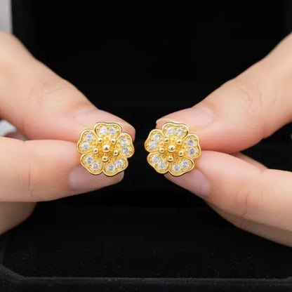 Golden Charm Flower Earrings