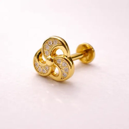 Golden Petal Swirl Stud